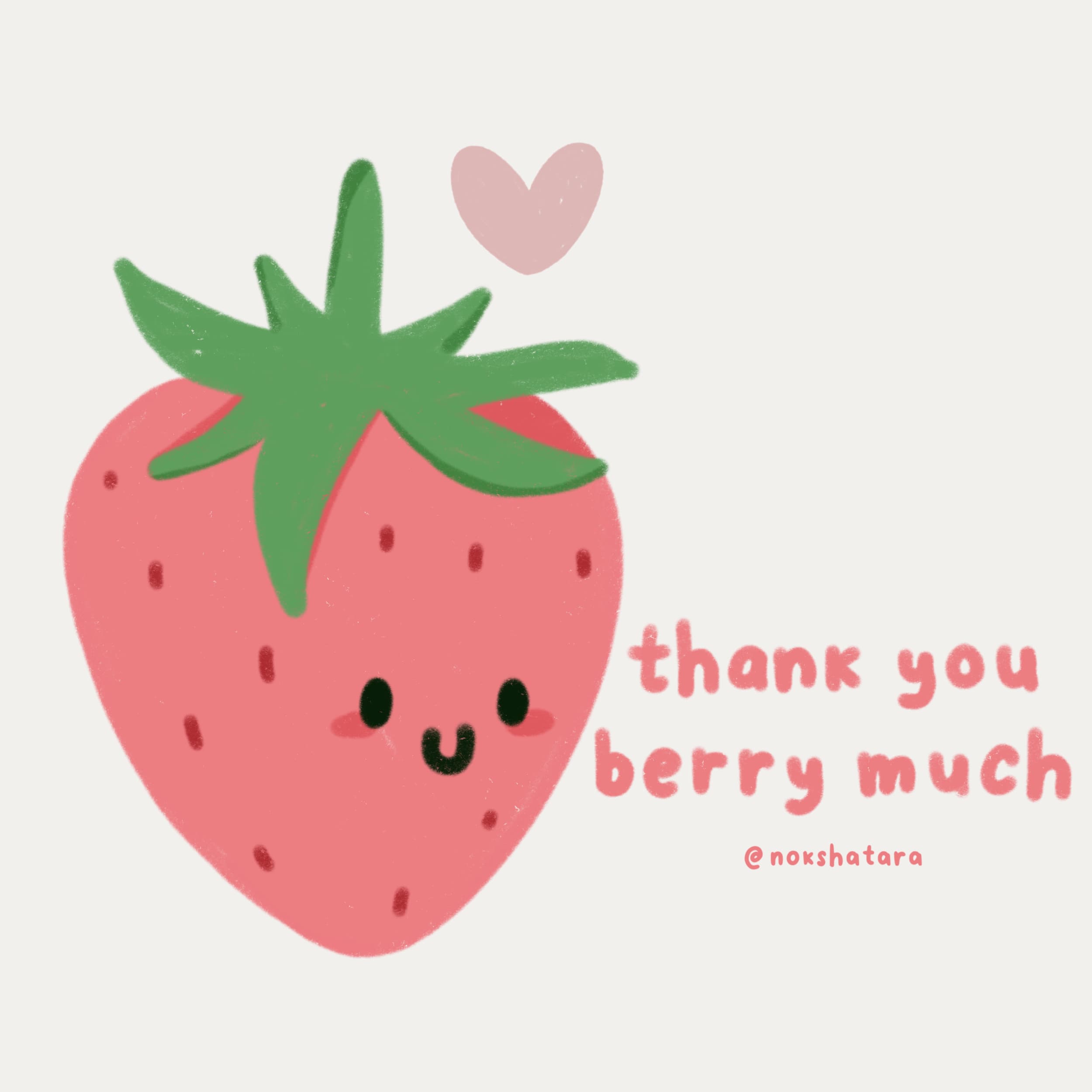 Illustration of a strawberry saying thank you berry much