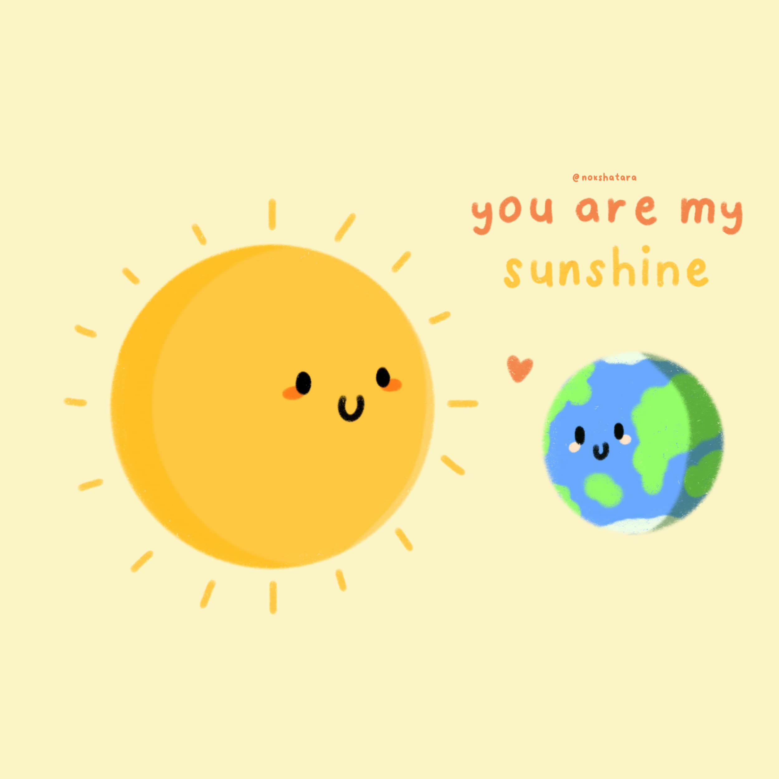 Illustration of sun and earth saying you are my sunshine